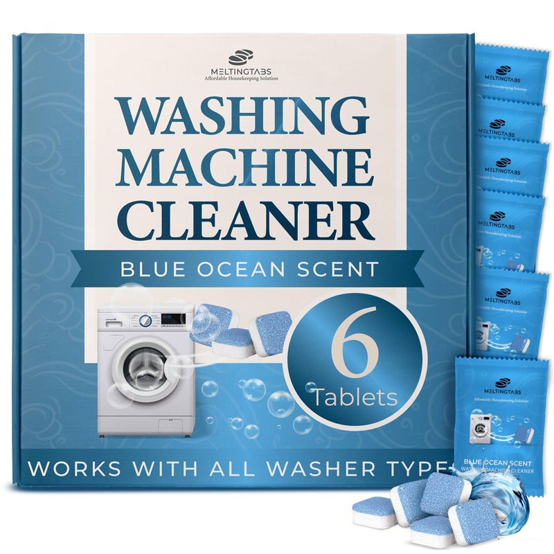 MELTINGTABS Washing Machine Cleaner Tablets - Deep Clean Washer Descale, Laundry Tub Cleaning Solution, Smell Fresh, Eliminates Buildup & Dirt, For Front & Top Load Washers, Easy-to-Use Tablets, 6 Pack - Image 1